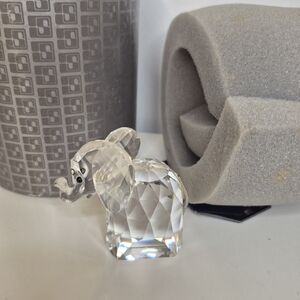 Vintage Large Swarovski Crystal Elephant Figurine Silver Tail With Box